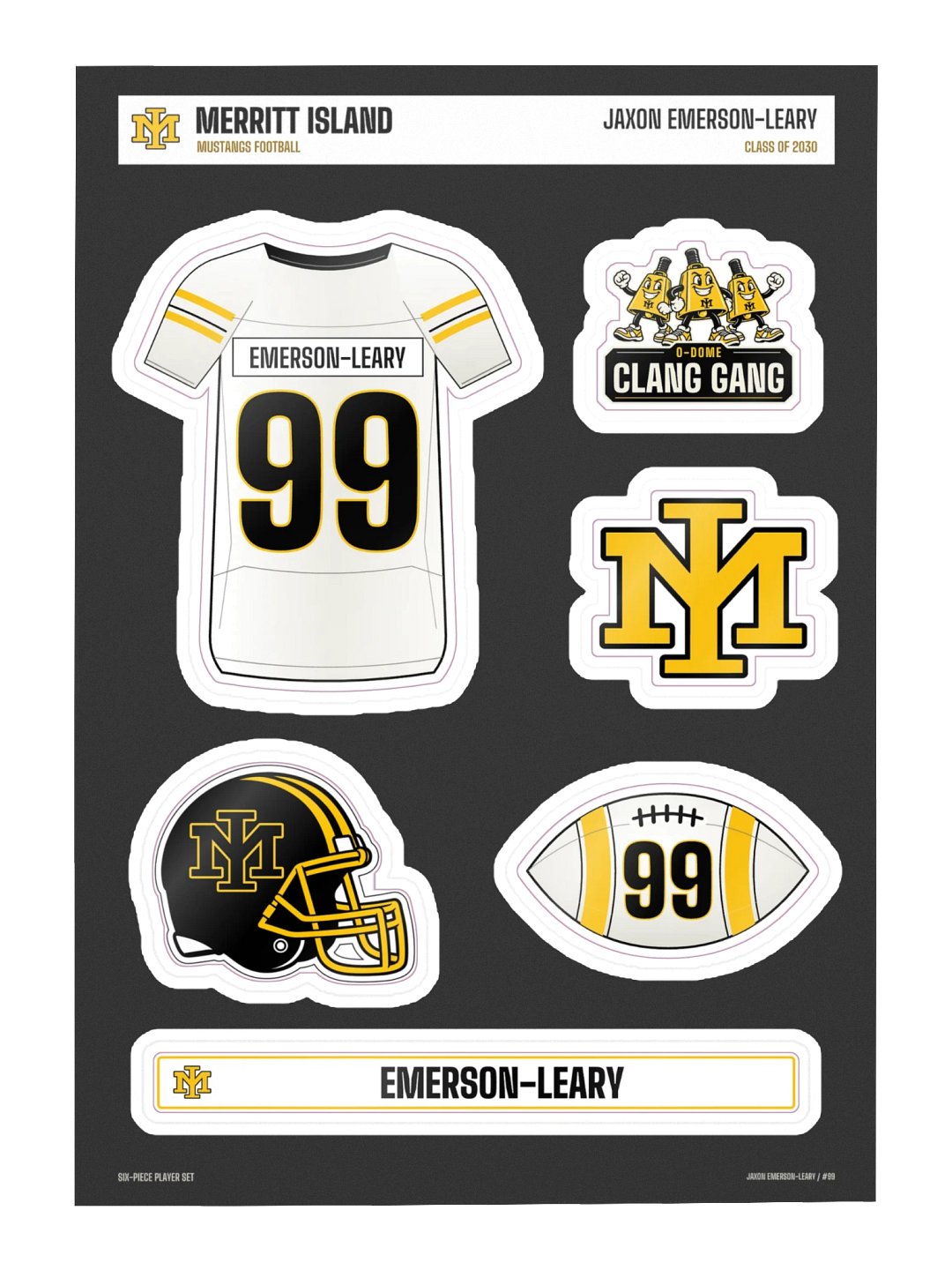 Jaxon Emerson-Leary #99 — Mustangs Sticker Sheet