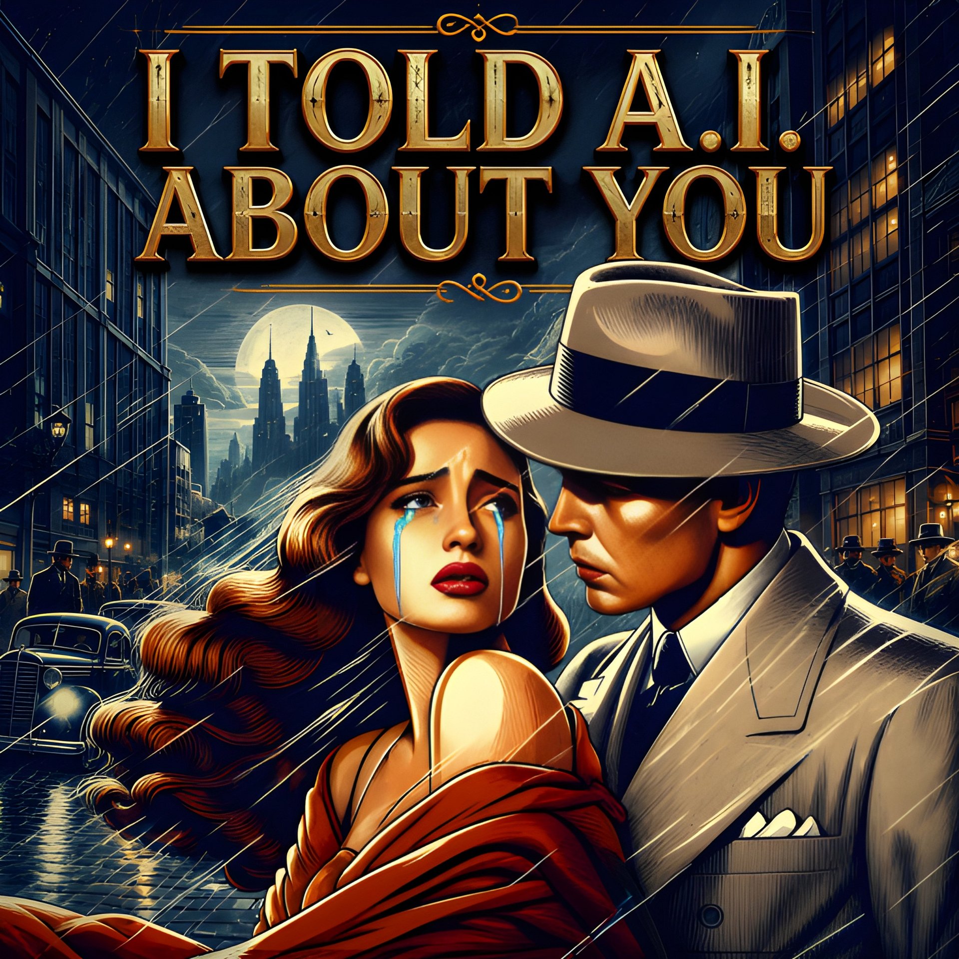 I Told AI About You Vintage Noir Couple Art Instant Download Valentines Anniversary Gift Print product image (2)