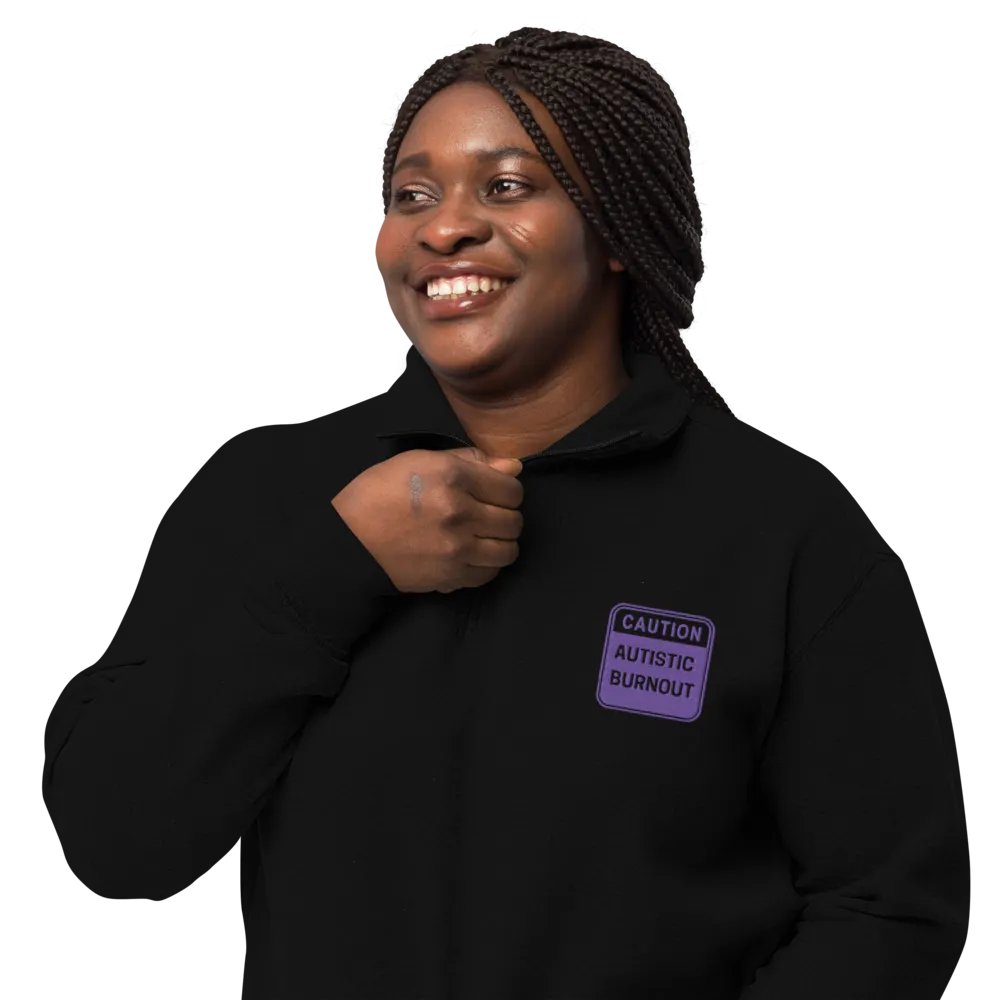 CAUTION: ASD BURNOUT (purple outline) embroidered quarter zip product image (3)