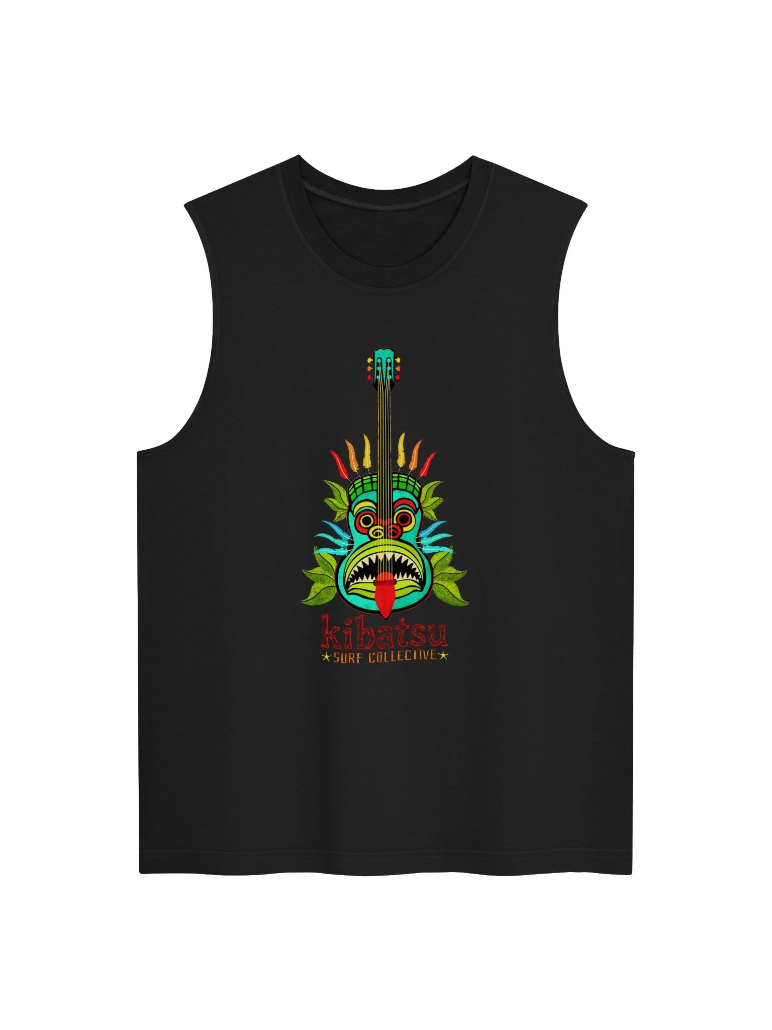 Kibatsu Surf Collective Feathered Tribal Mask Tiki Guitar Muscle Vest Tank Top product image (1)