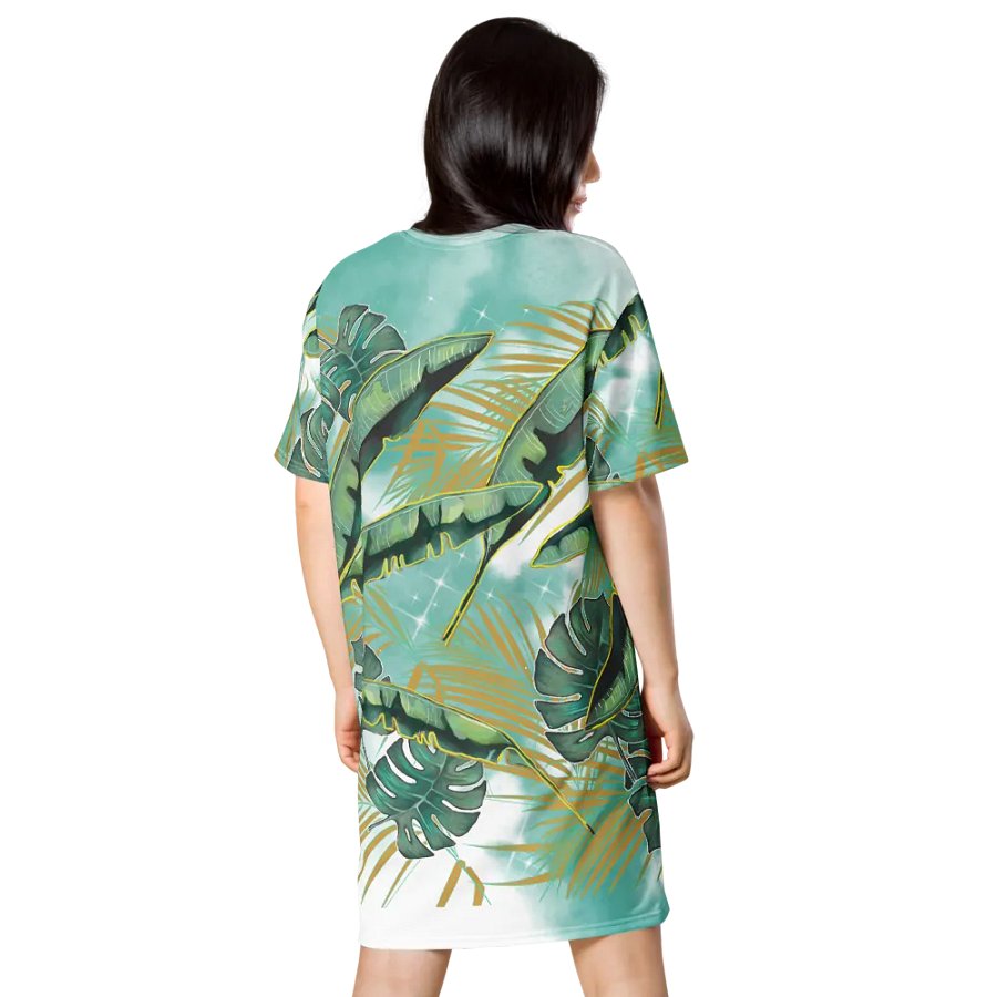 Leafy Paradise Apparel | Botanical Print T-Shirt Dress product image (3)