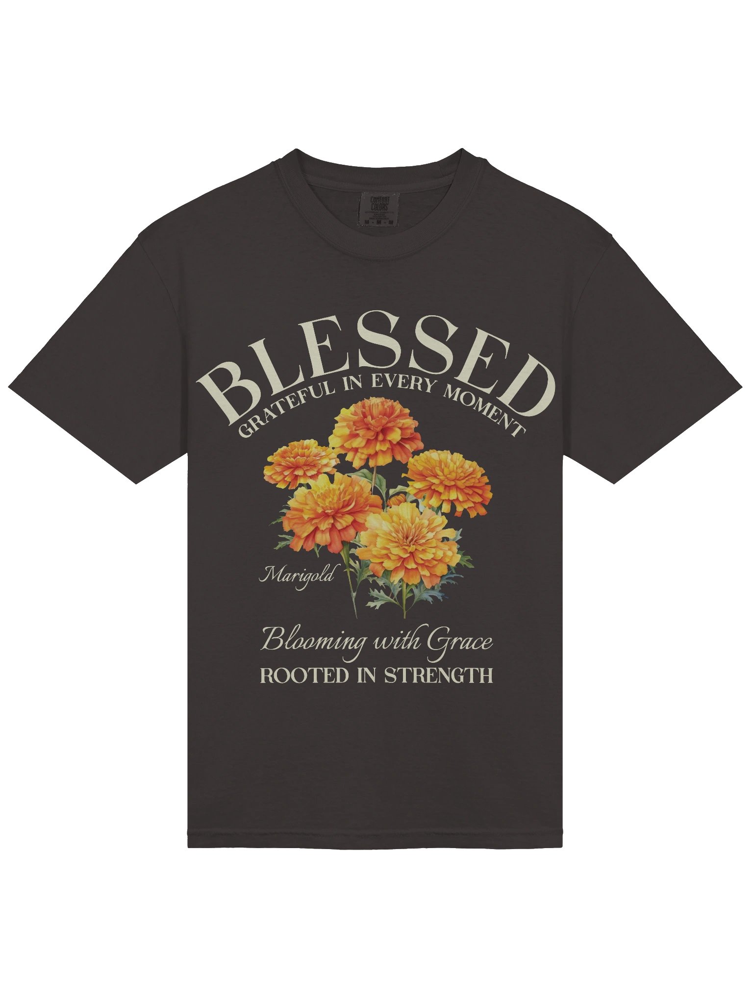 October Blessed Marigold Flower Shirt – Blooming with Grace, Rooted in Strength Graphic Tee product image (7)