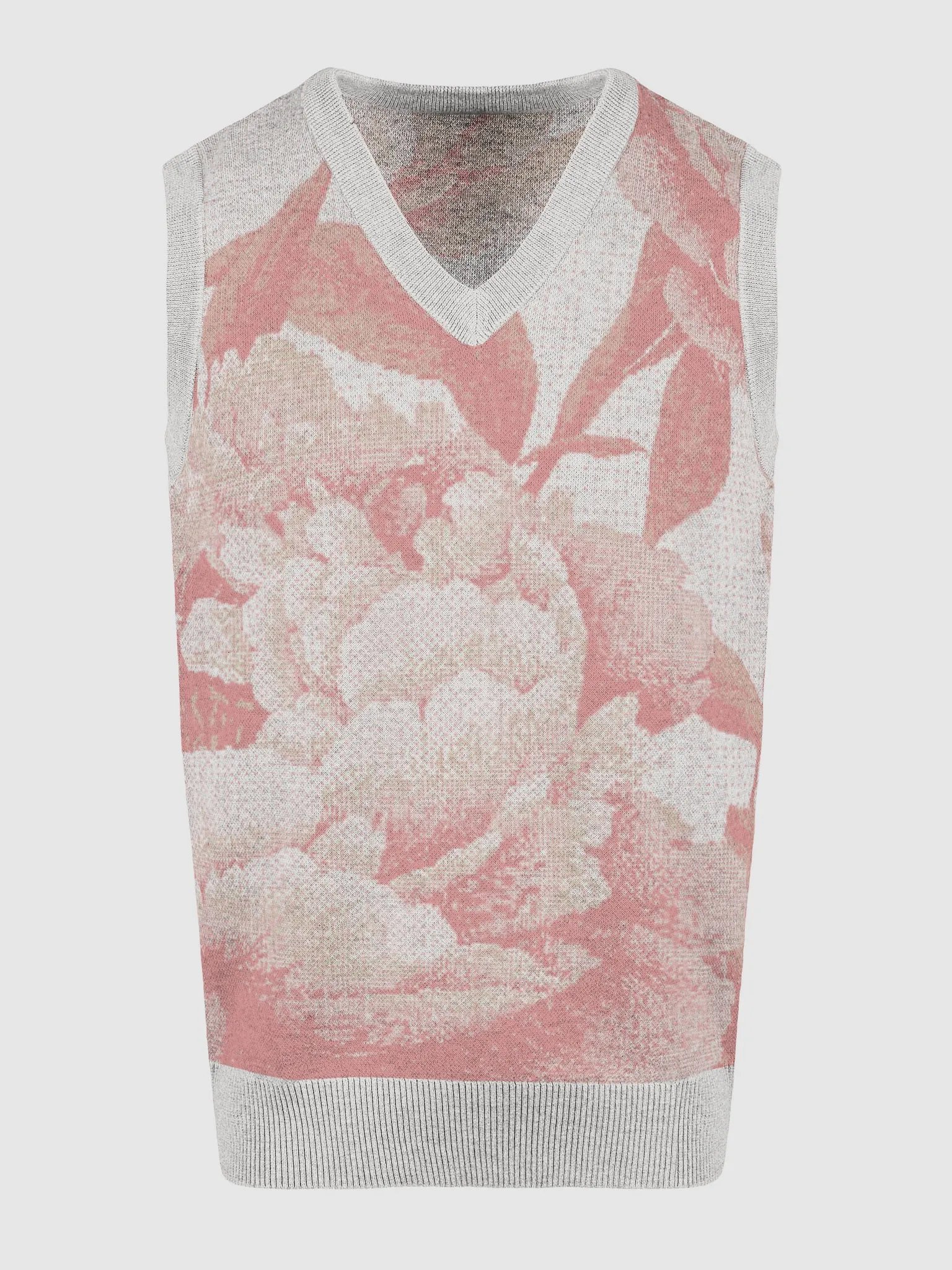 Floral Bliss Coral III Knitted V-Neck Vest product image (3)
