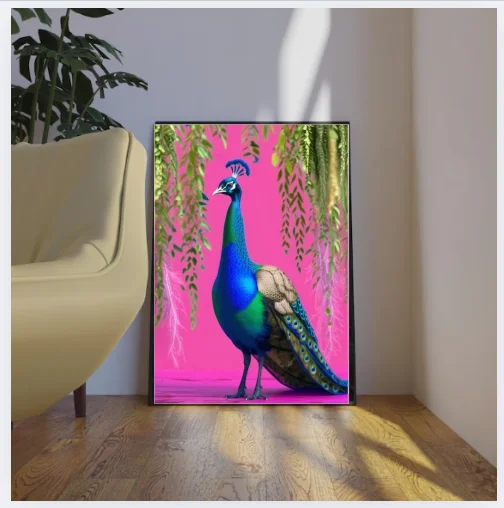 Hot Pink Peacock Wall Art product image (2)