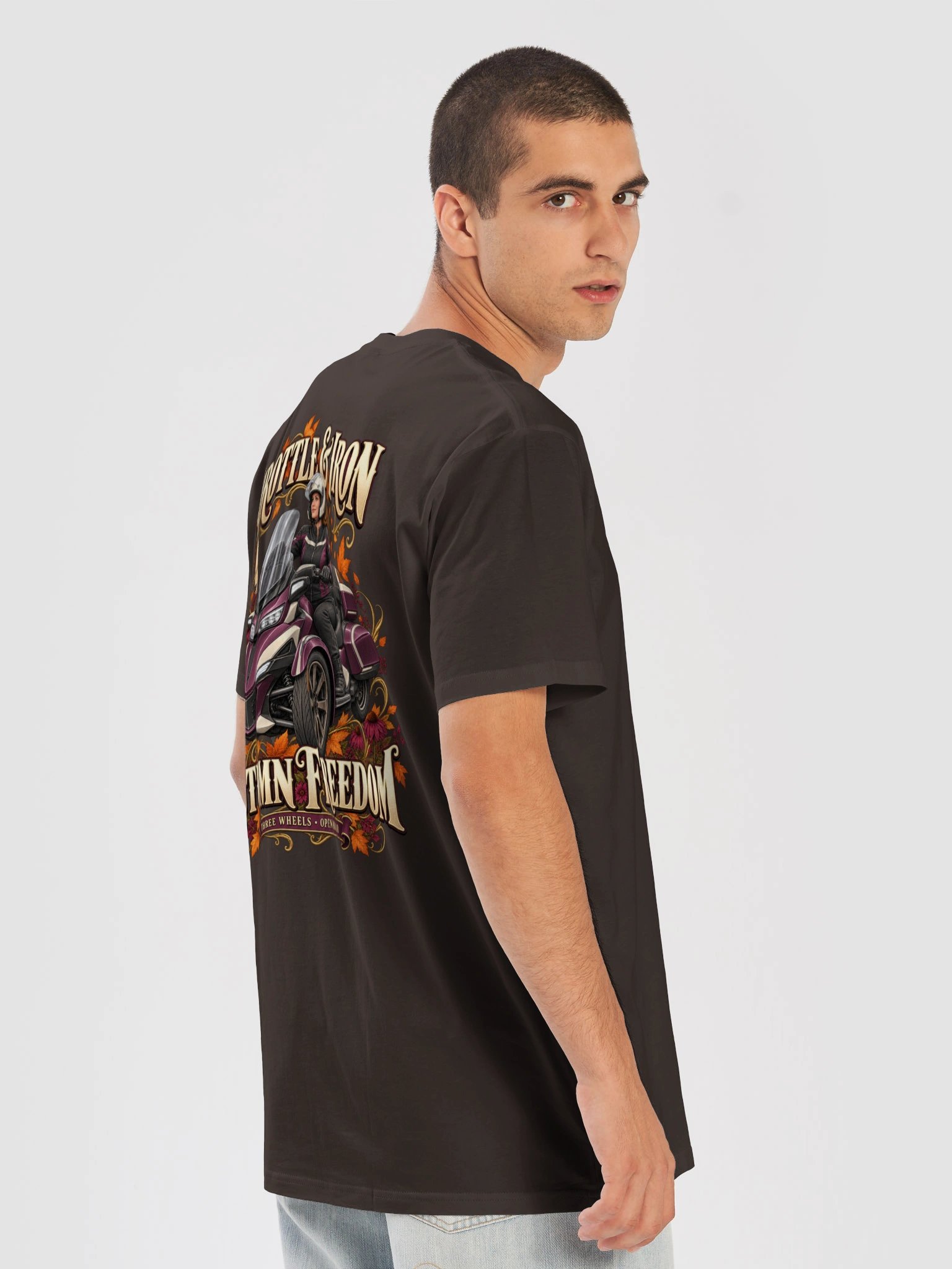 Throttle & Iron Autumn Freedom Three-Wheel T-Shirt product image (8)