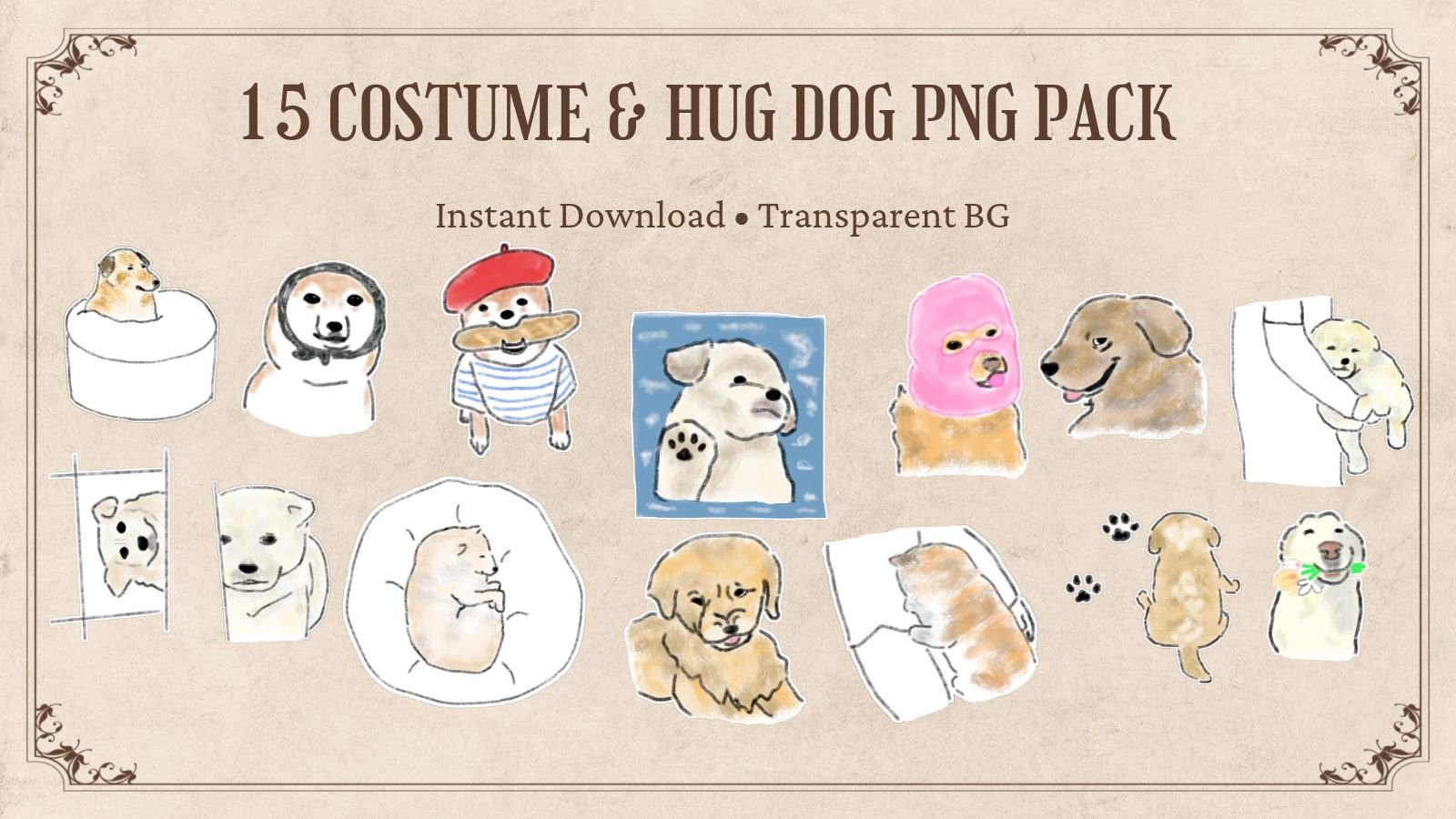 Dog Costume & Hug Series PNG Graphics Bundle (15 Designs) product image (1)