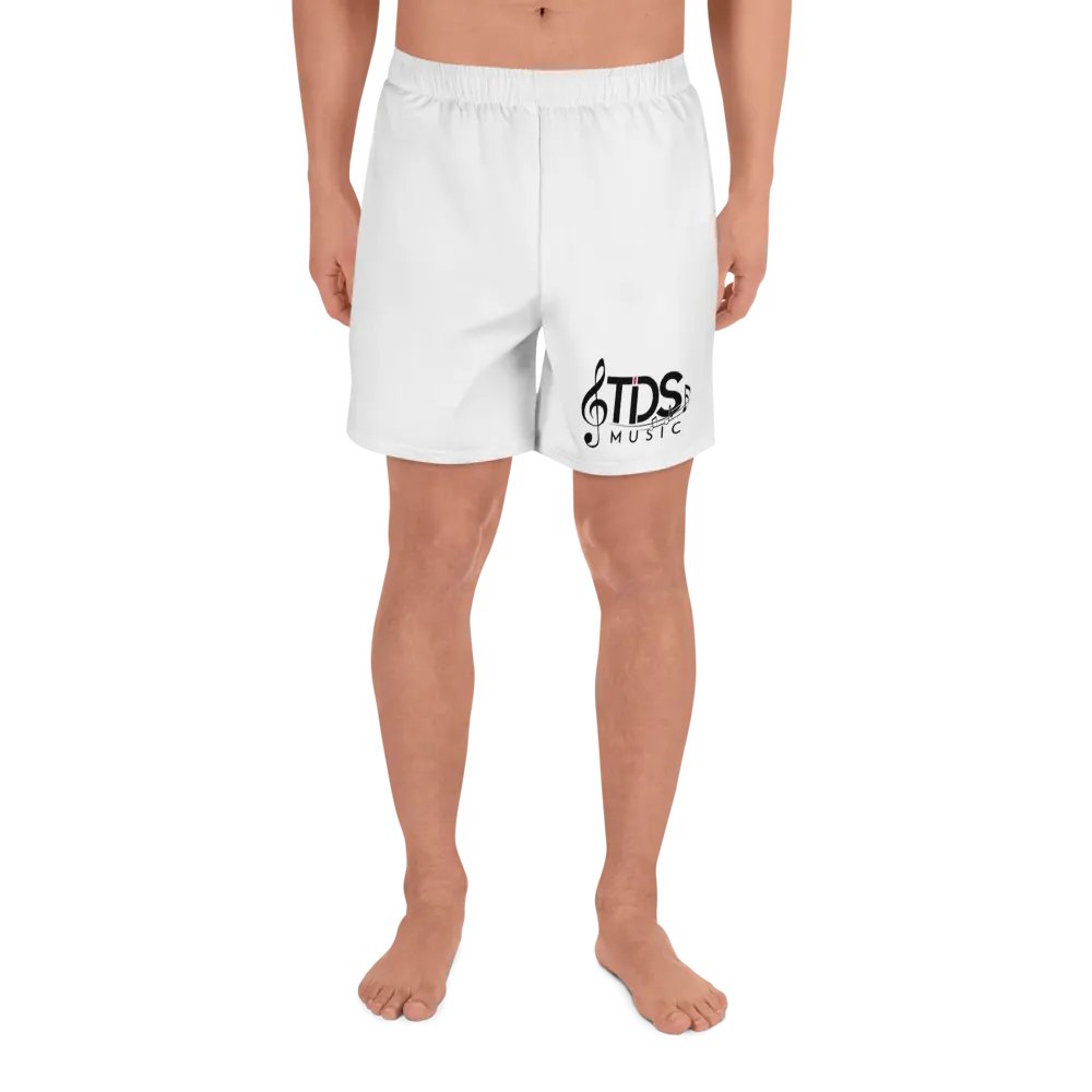 TDS Music Unisex Athletic Long Shorts - Exclusive Musical Design, White, Eco-Friendly product image (7)