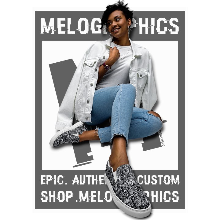 Dark Space Scribble - Women's Slip-ons | #MadeByMELO product image (1)