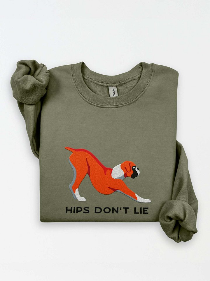 Hips Don't Lie Sweatshirt (Embroidered) of a Boxer(Red) product image (1)