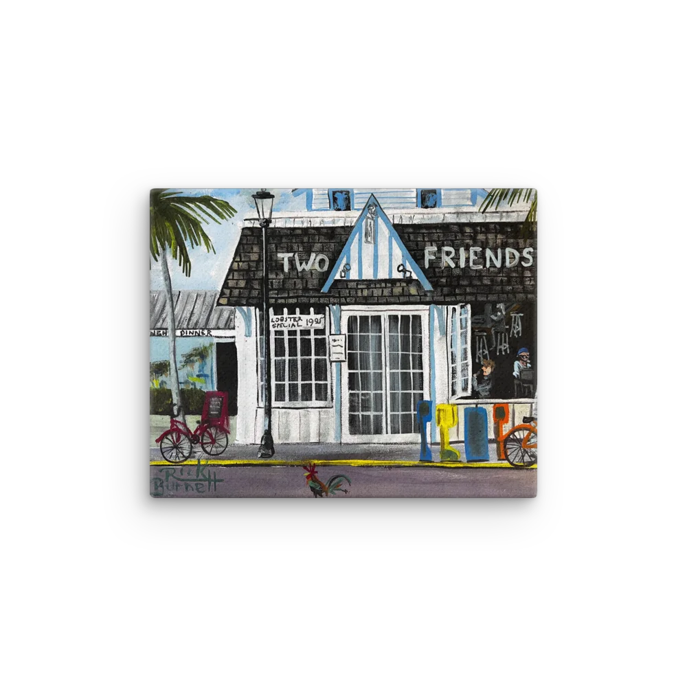 Rick Burnett Two Friends Karaoke Thin Canvas Print product image (1)