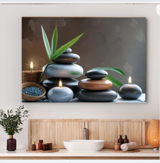 Zen Stones Relaxing Massage Atmosphere Bathroom Wall Art product image (1)