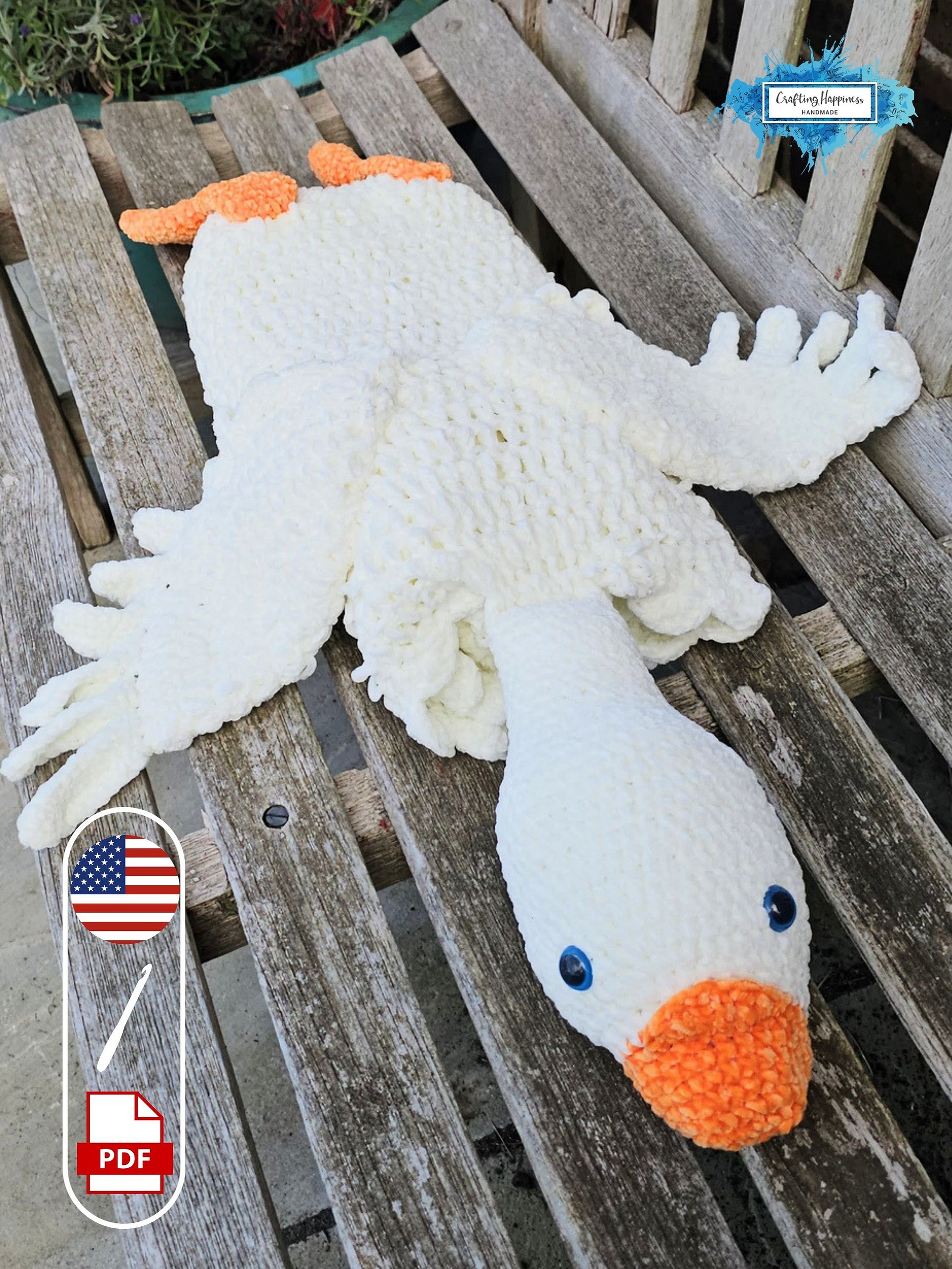 3in1 Farm Goose Baby Blanket Crochet Pattern PDF | Chenille Plush Toy | Foldable Afghan | Baby Shower Gift product image (8)