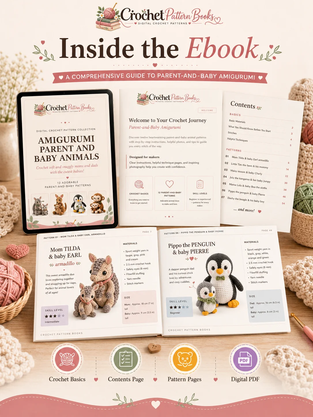 Amigurumi Parent and Baby Animals 12 Crochet Animal Patterns PDF Ebook product image (3)