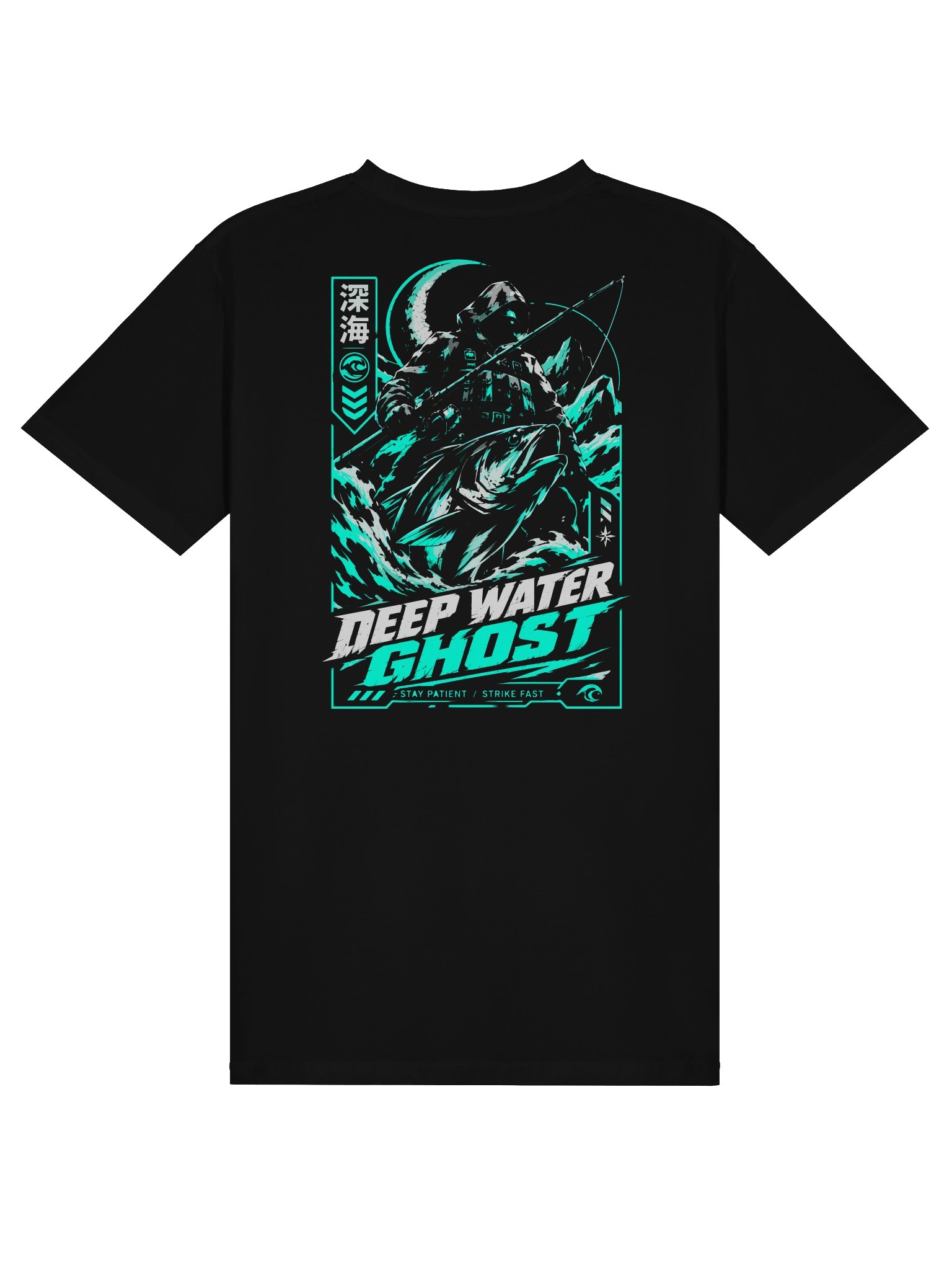 Deep Water Ghost Cyberpunk Fishing T-Shirt | Tactical Angler Back Print Tee product image (1)