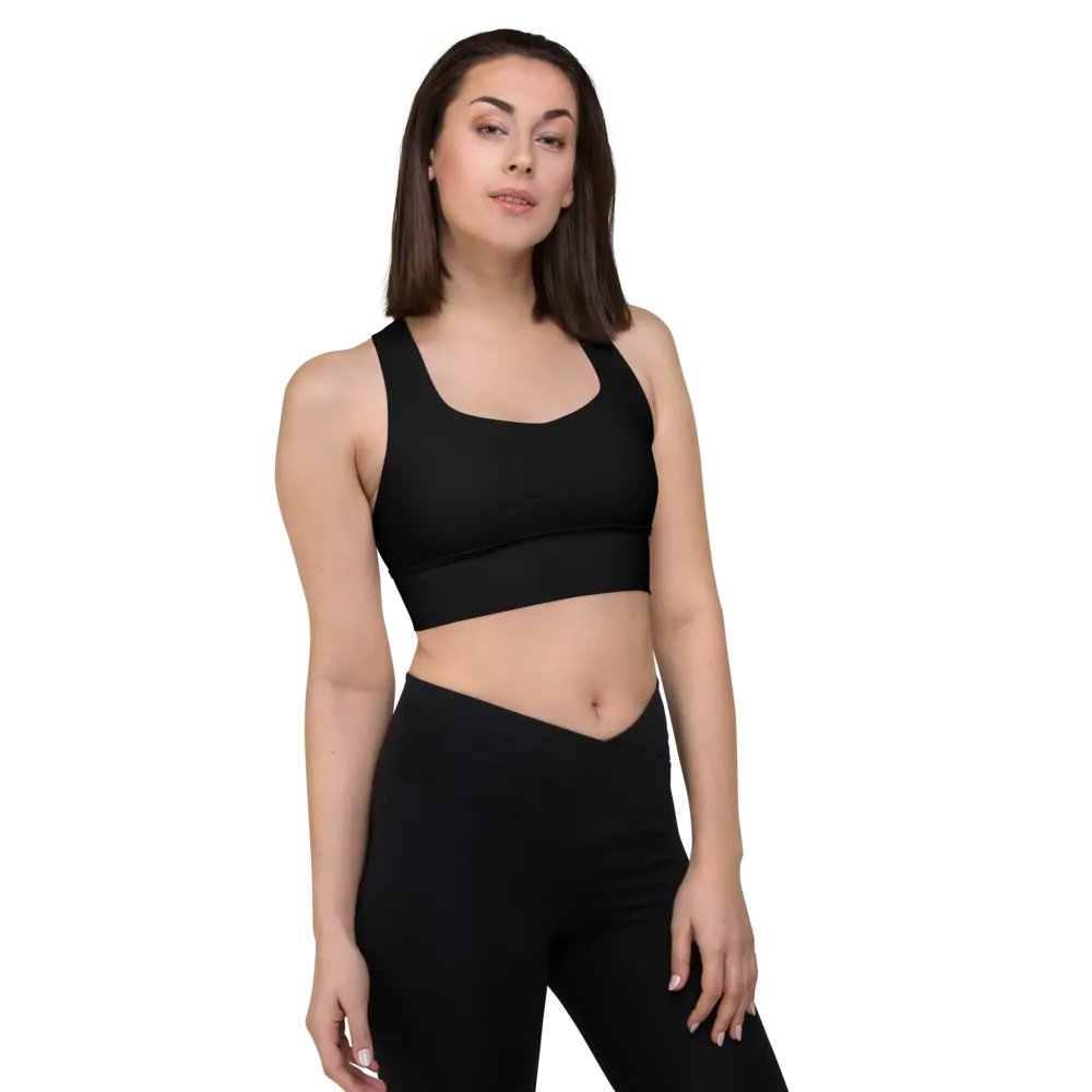 Pure Black Longline Sports Bra product image (1)