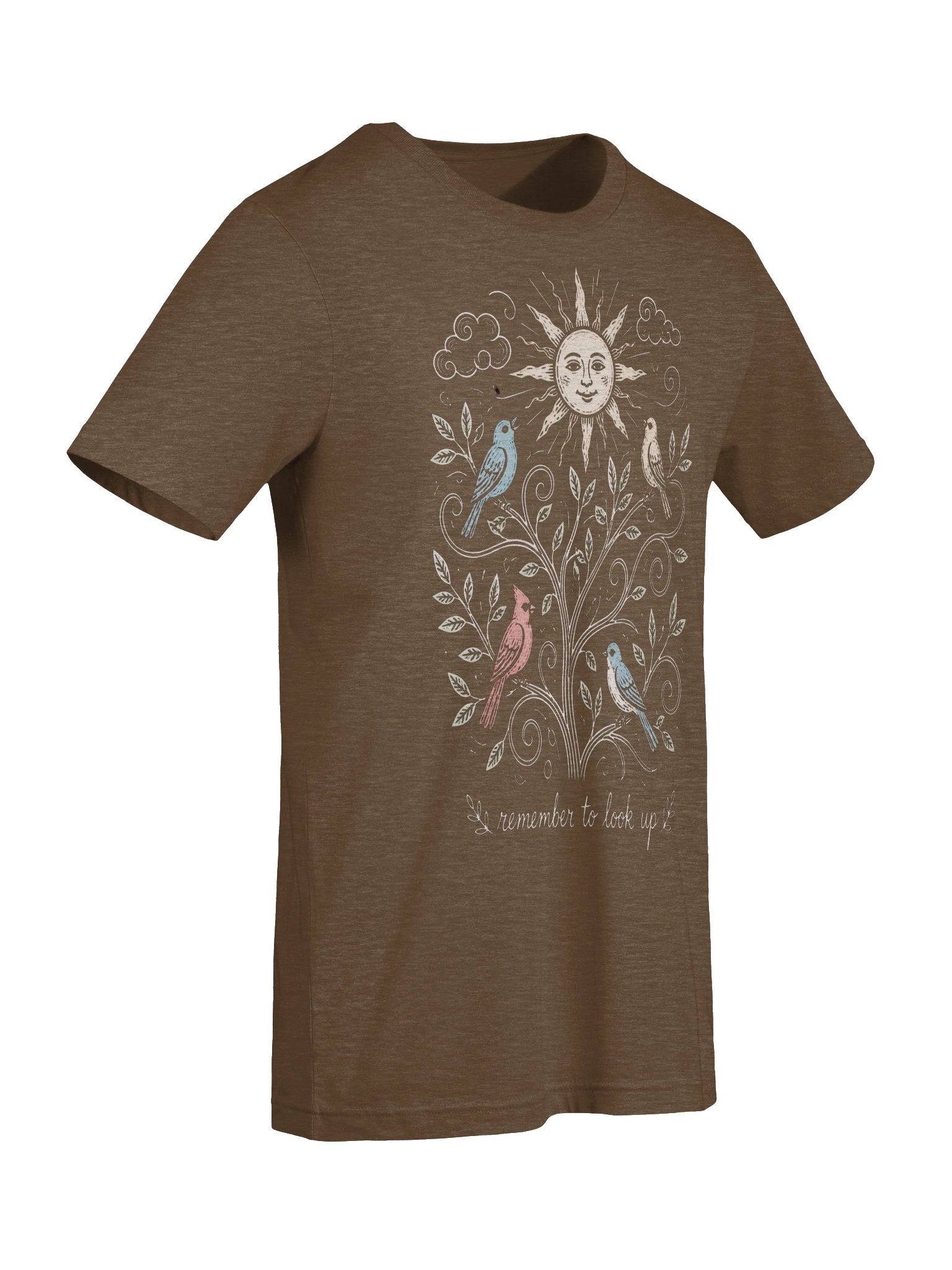 Remember to Look Up Shirt, Nature Lover Tee, Botanical Bird Graphic product image (8)