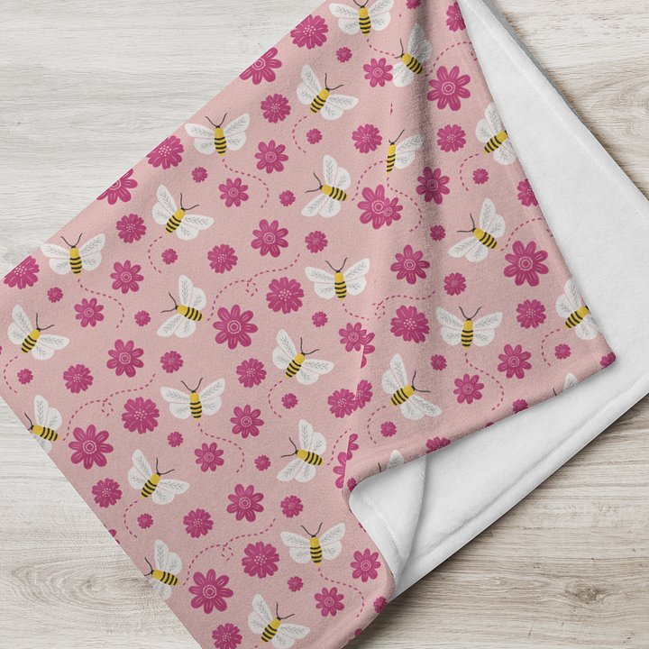 Little Pink Bees Fleece Blanket product image (7)