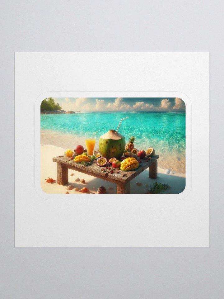 Tropical Fruit Paradise Sticker Set | AI Design young green coconut on the beach product image (2)