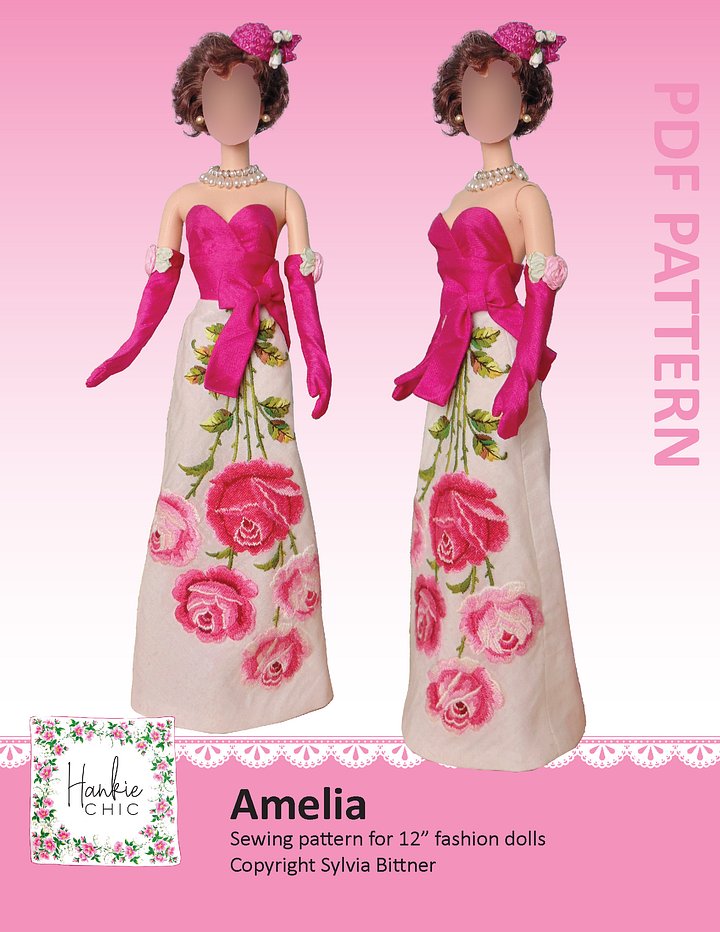 Amelia sewing pattern for 12" fashion dolls product image (1)