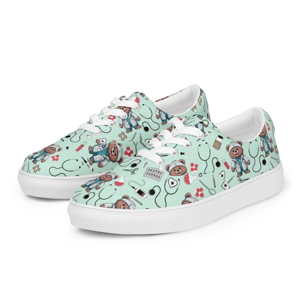 Cute Medical Bears Lace-up Canvas Shoes (Green) product image (6)