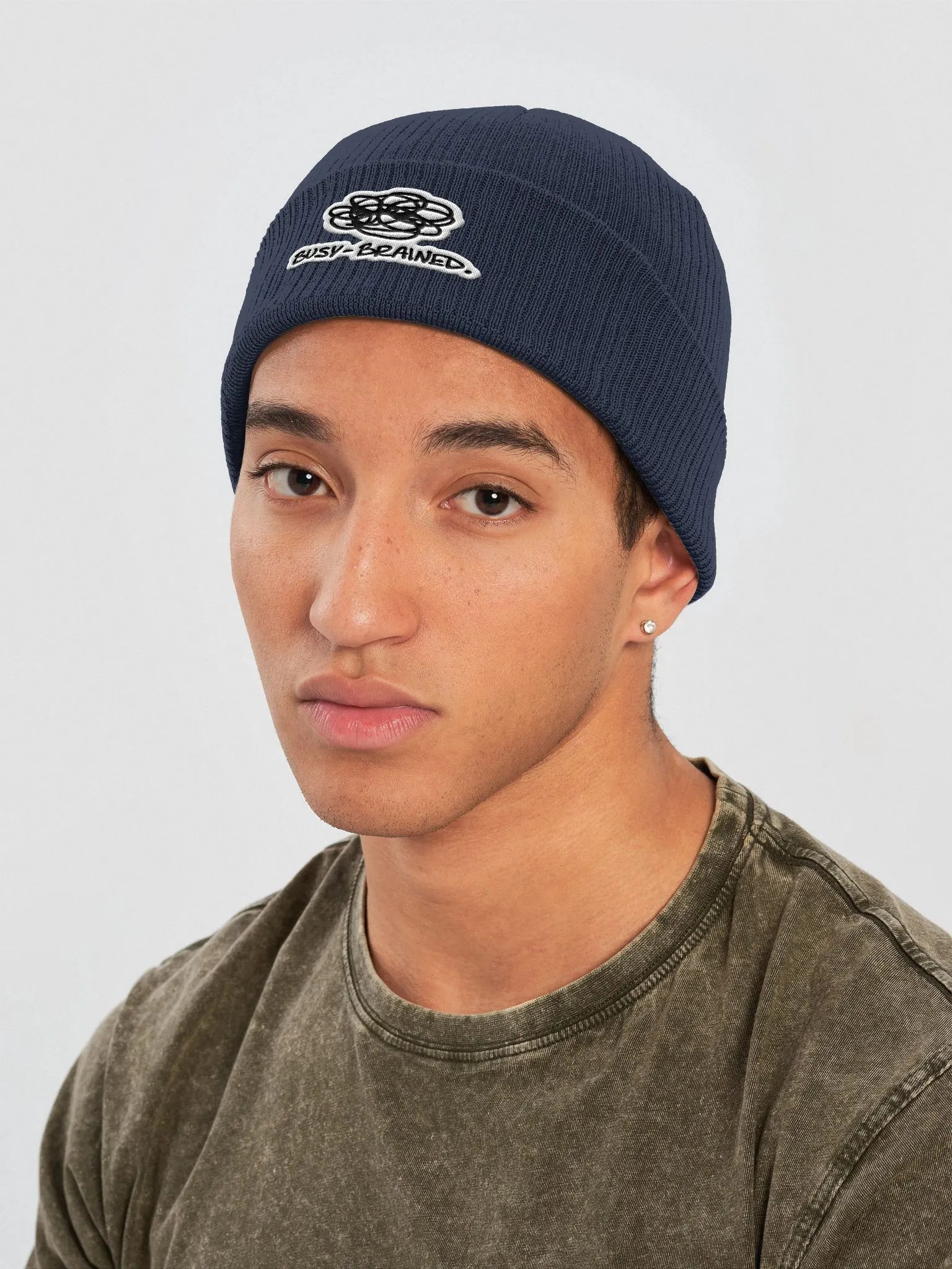 BUSY-BRAINED (bubble design) embroidered organic beanie product image (13)