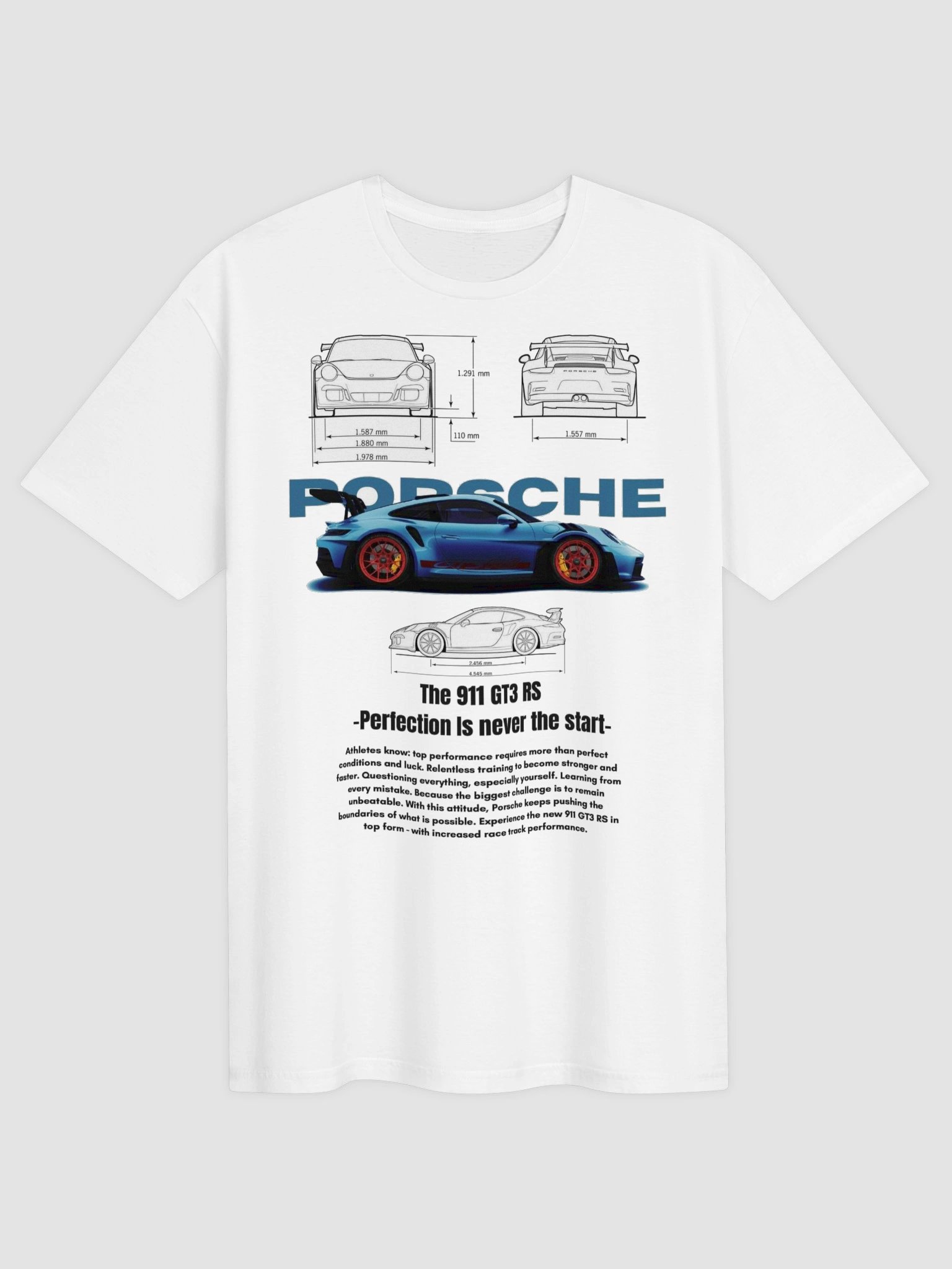 Porsche 911 GT3 RS T-Shirt | Blueprint Engineering Graphic Tee | Renn Sport Collector Motorsport Shirt product image (2)