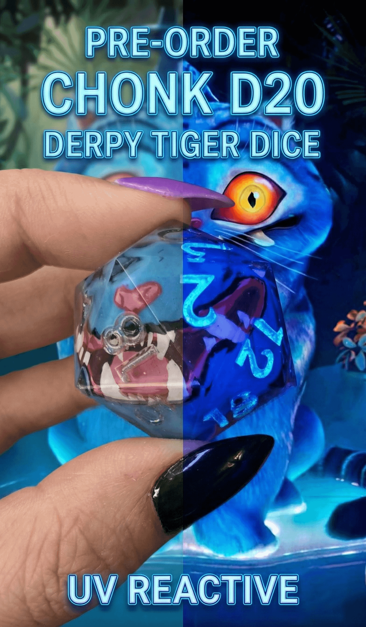 PRE-ORDER Derpy Tiger Dice (Chonk D20 Only) | Bathyal Labs