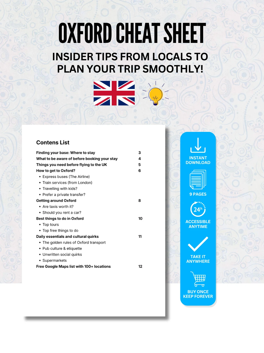 Oxford Cheat Sheet + Free Google Maps List (100+ LOCATIONS) product image (2)