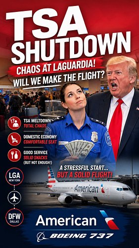 Today, it’s chaos at @lgaairport… and we’re cutting it very fine... Join me on this @americanair domestic economy flight from...