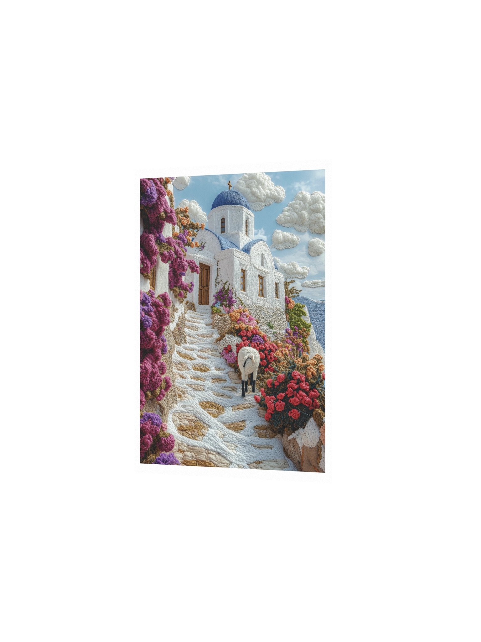 A Little Greek Island Moment | Embroidery-Style Wall Art — Unframed Print product image (2)
