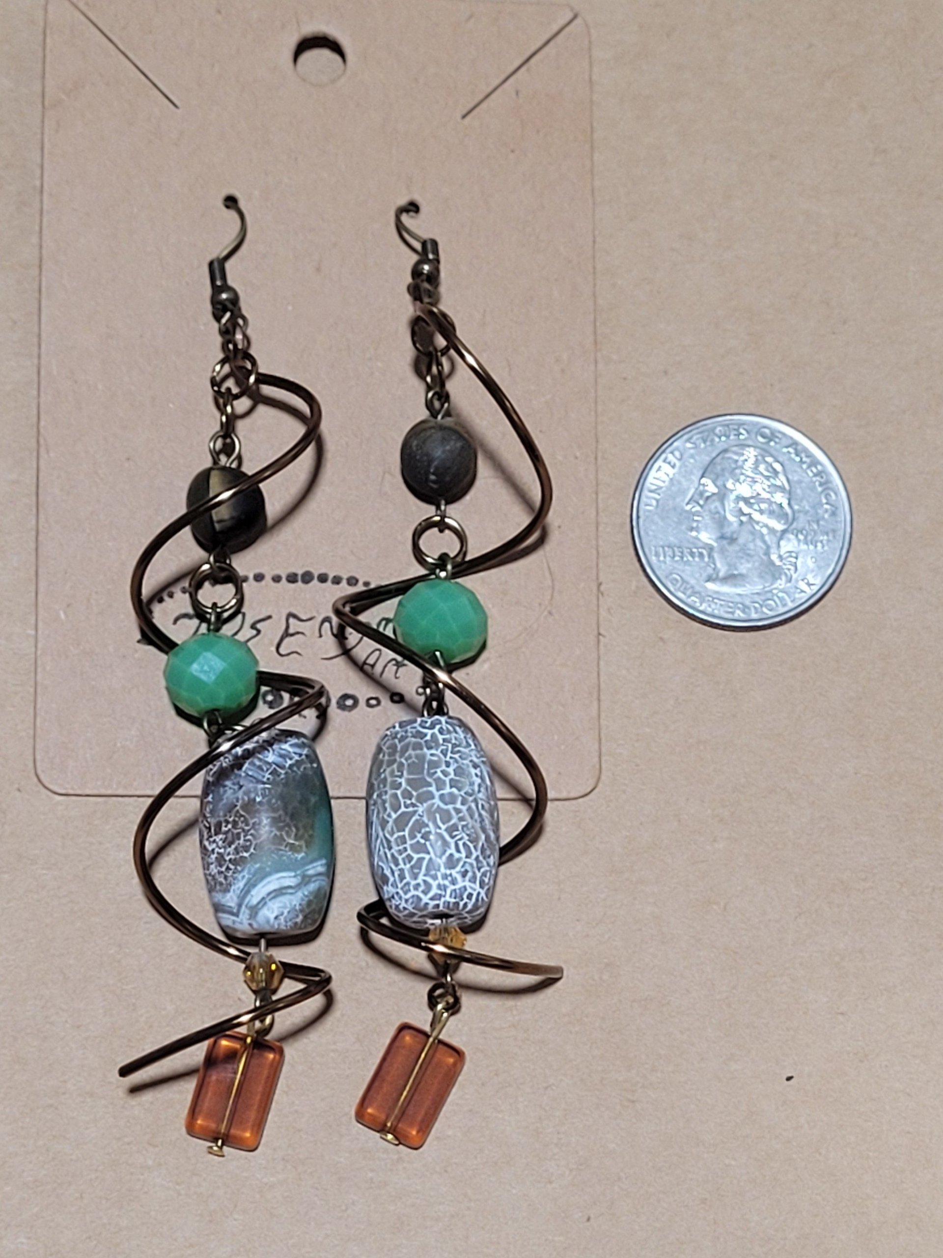Green spiral chime earrings product image (2)