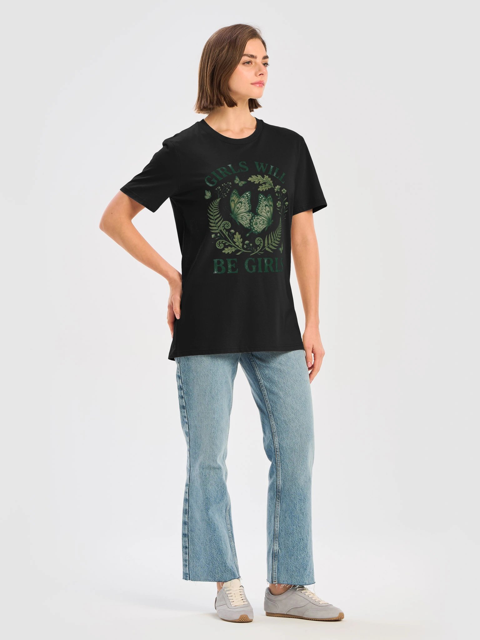 Botanical Butterfly T-Shirt | Girls Will Be Girls Tee | Dark Floral Nature Shirt | Feminine Graphic Top product image (76)