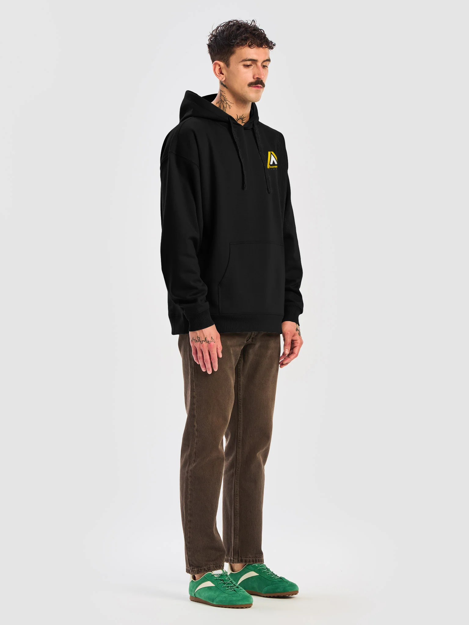 Ahdasee Records Signature Embroidered Hoodie – Black (Gold/White) product image (7)