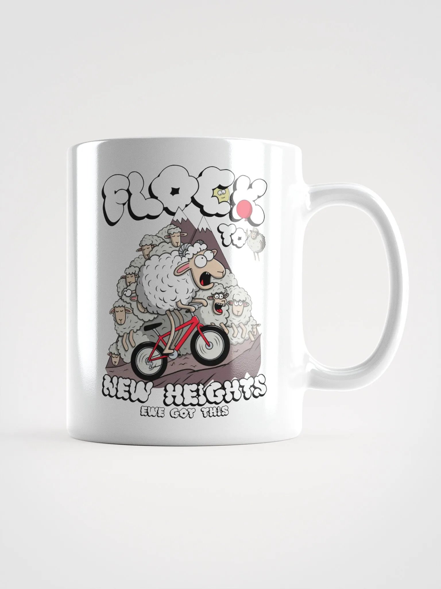 Flock to New Heights - Mug Cute Sheep Bike Design product image (1)