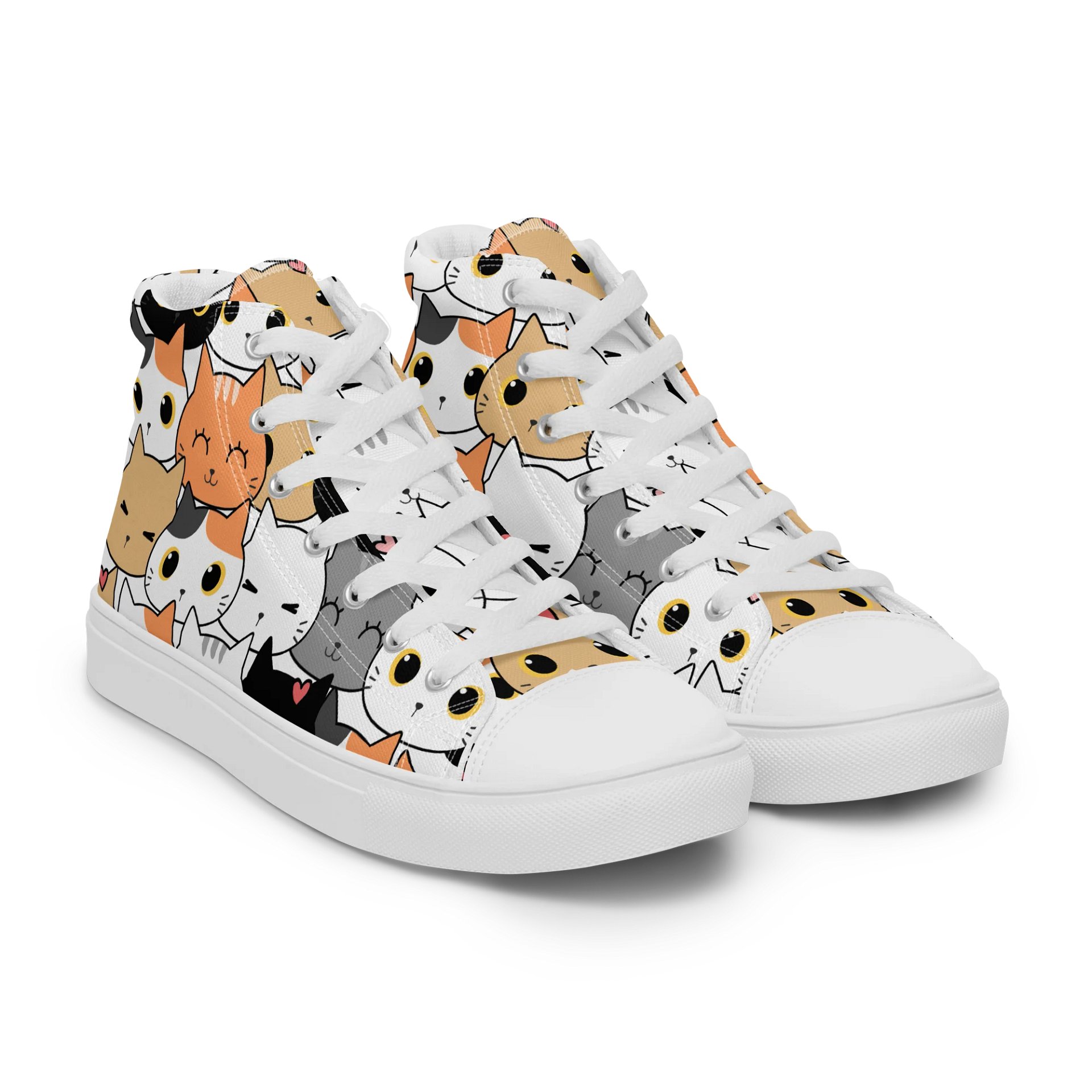 Whimsical Cat Faces High Top Canvas Shoes product image (8)