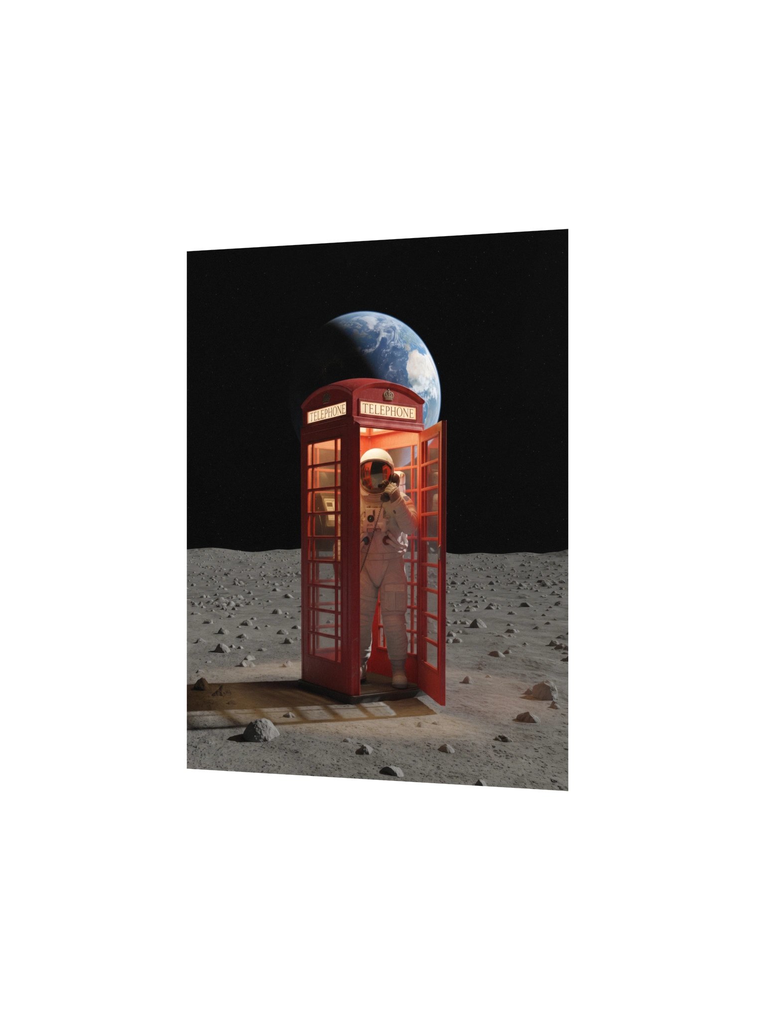 Red Telephone Box on the Moon Dreamcore Matte Poster product image (5)