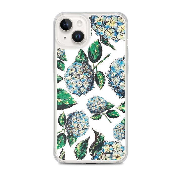 Monique Faella Designs™ | Blue Hydrangea Blooms | MagSafe® Clear iPhone® Case | Floral Art Meets Everyday Protection | Elegant Coastal Style product image (2)