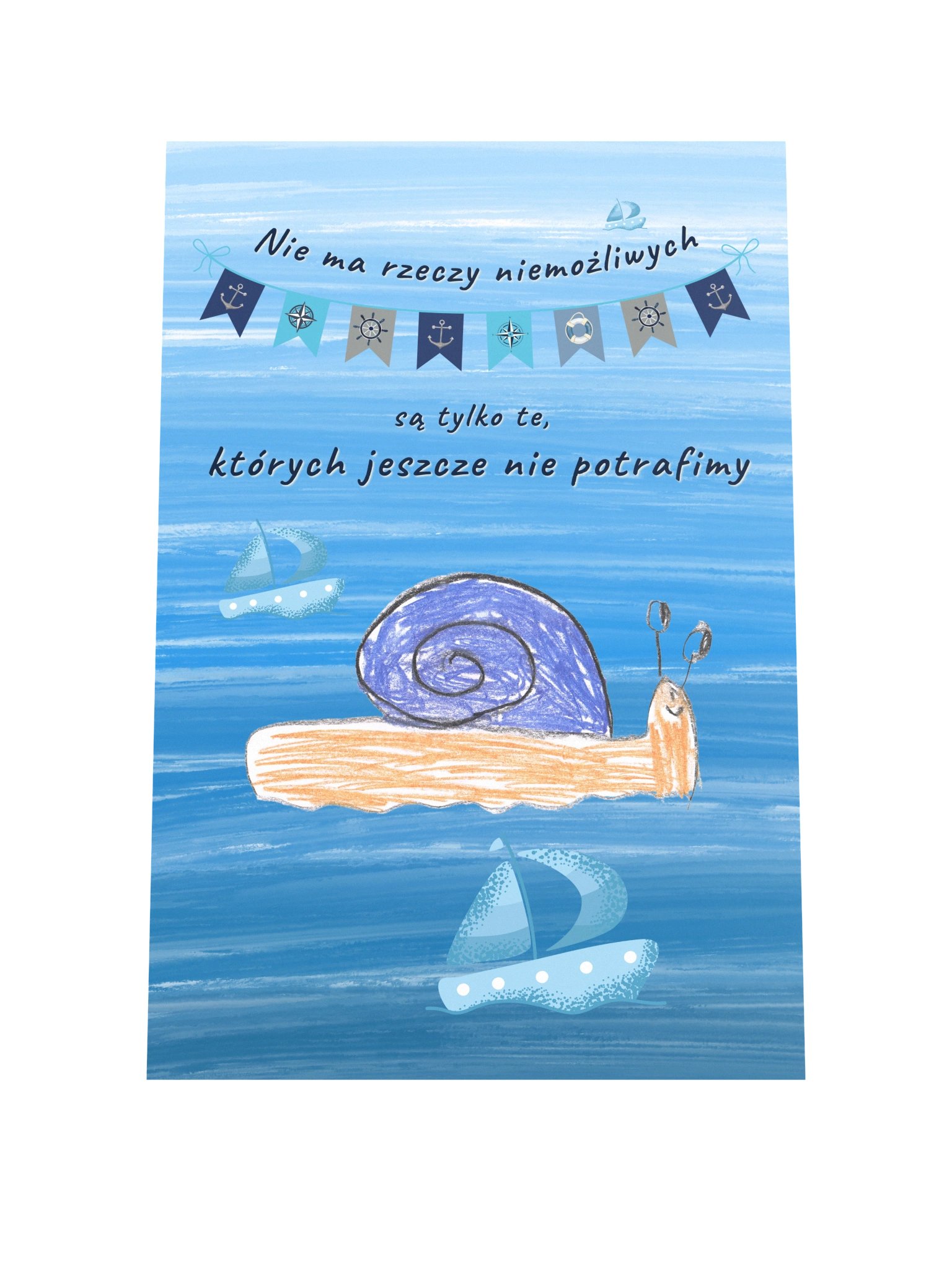 Morski Podróżnik | Odważny Ślimak – „Nie ma rzeczy niemożliwych” | Plakat z cytatem do pokoju dziecka product image (1)
