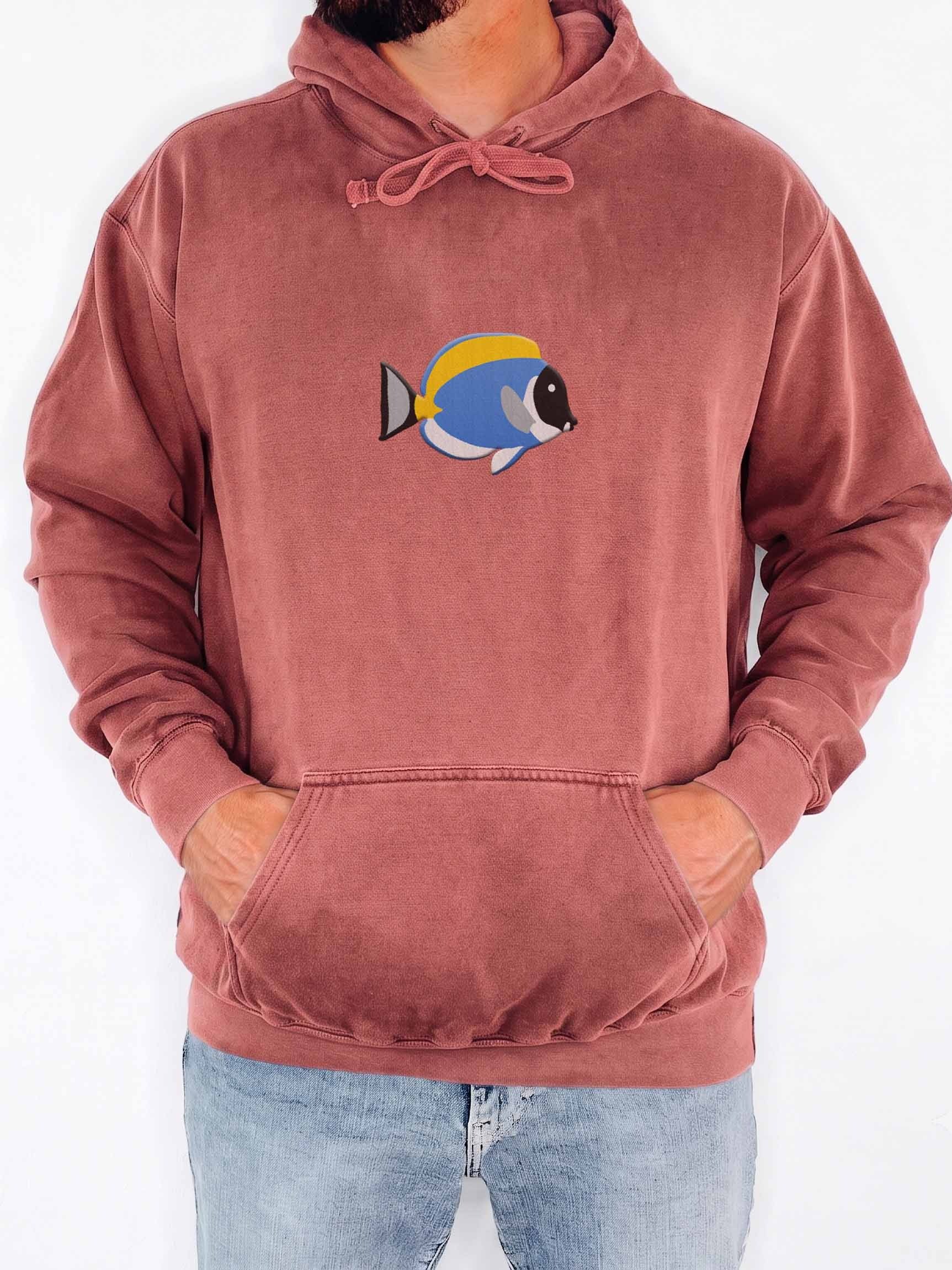 Powder Blue Tang Premium Hooded Sweatshirt (Embroidered) for Reef and Marine Aquarium Lovers product image (2)