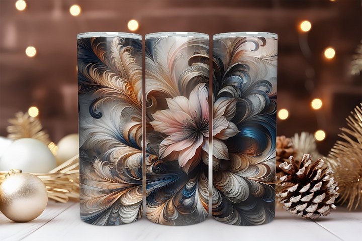 Neutral Floral 20 oz Skinny Tumbler Sublimation Design Digital Download PNG Instant DIGITAL ONLY Abstract Flower 2 Tumbler Wrap product image (1)