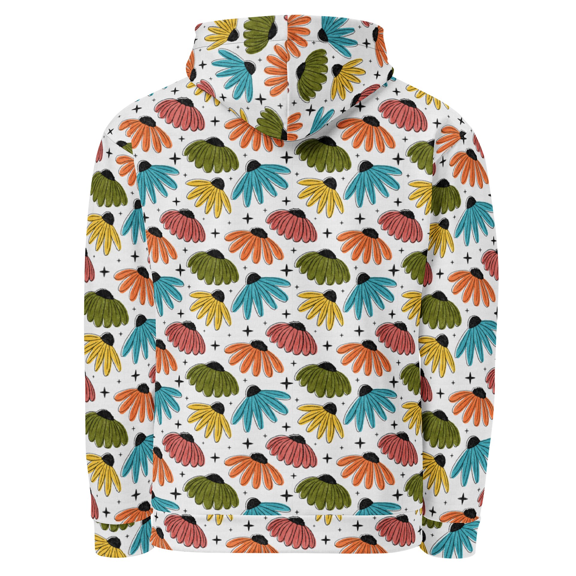 Retro Halftone Coneflowers Unisex Cotton Hoodie product image (2)