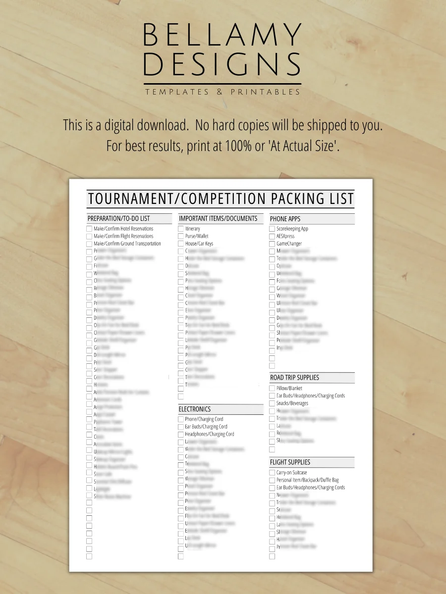 Sports Packing List - Tournaments, Games & Competitions product image (9)