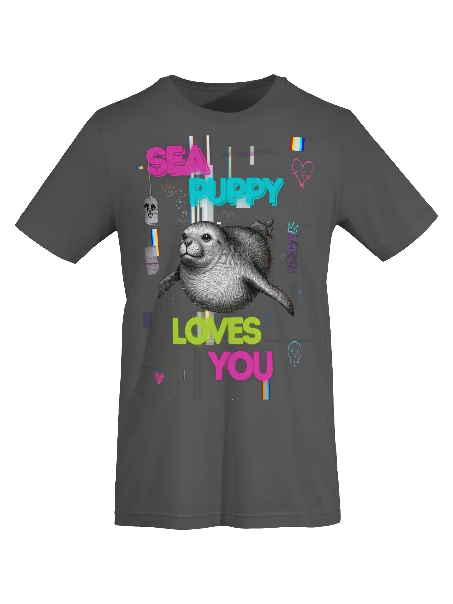 Sea Puppy Loves You Neon Collage Tee product image (1)
