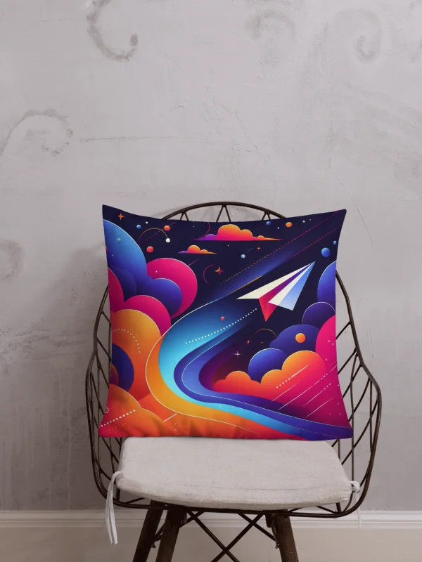 Cosmic Dream All-Over Print Pillow | AI design paper airplane product image (1)