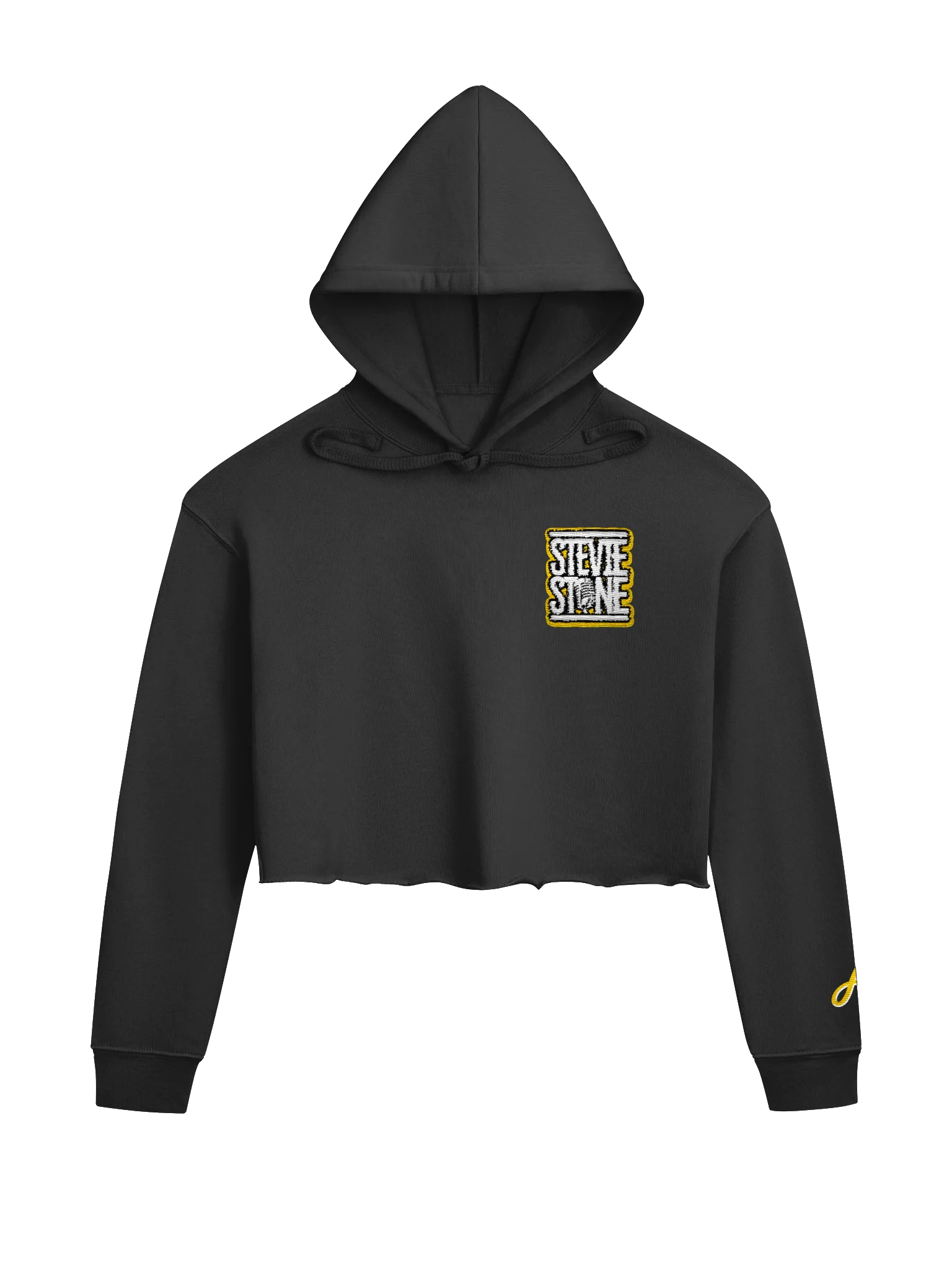 Stevie Stone Signature Embroidered Crop Hoodie – Black & Gold