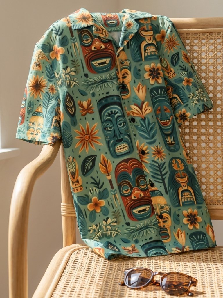 Tropical Tiki Mask Hawaiian Shirt product image (4)