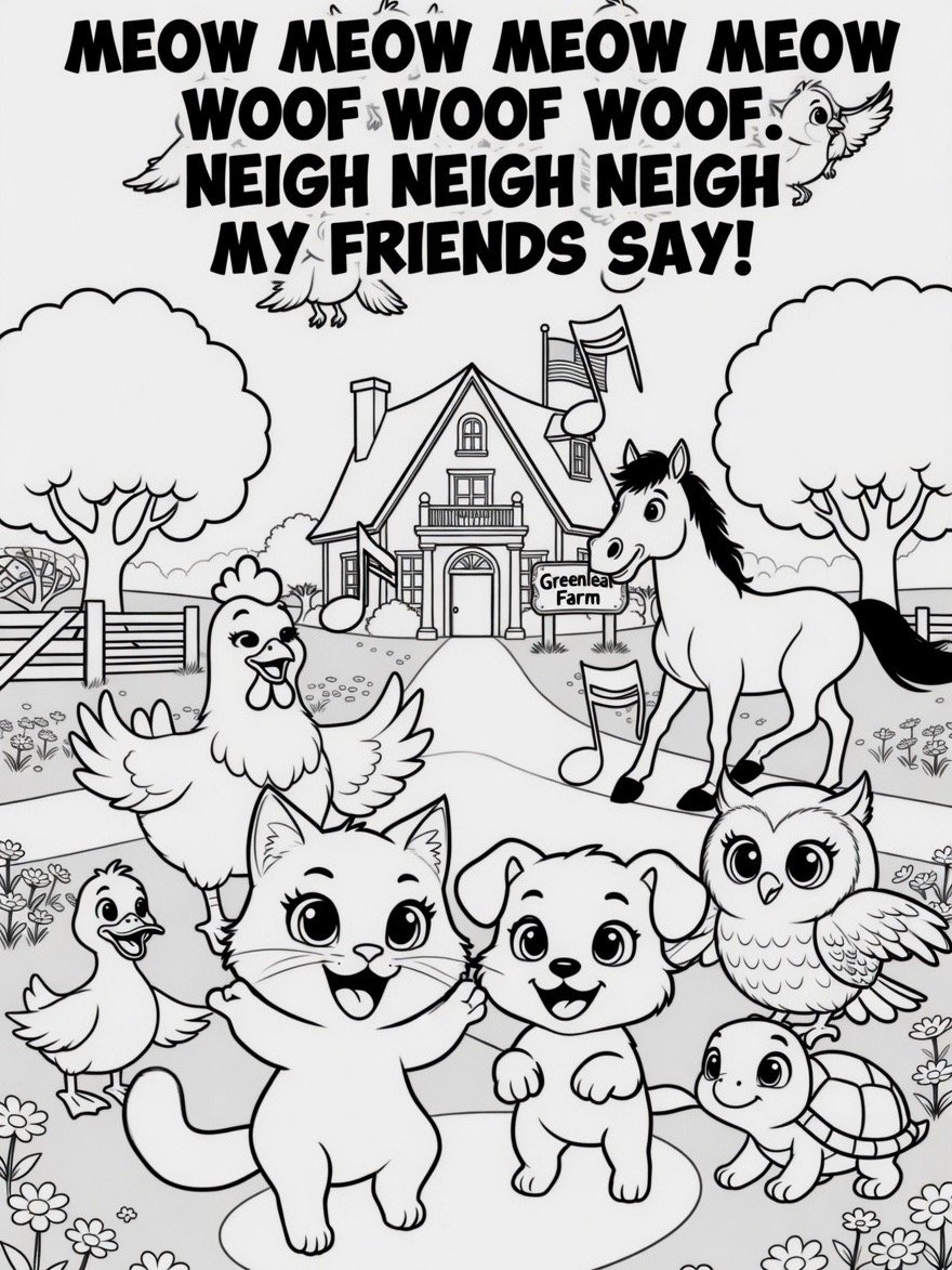 Sing A Rhyme Time Nursery Rhyme Farm Animal Coloring Pages Bundle l 30 Printable PDF Digital Download with Sing Along Lyrics for Kids Ages 3+ product image (4)