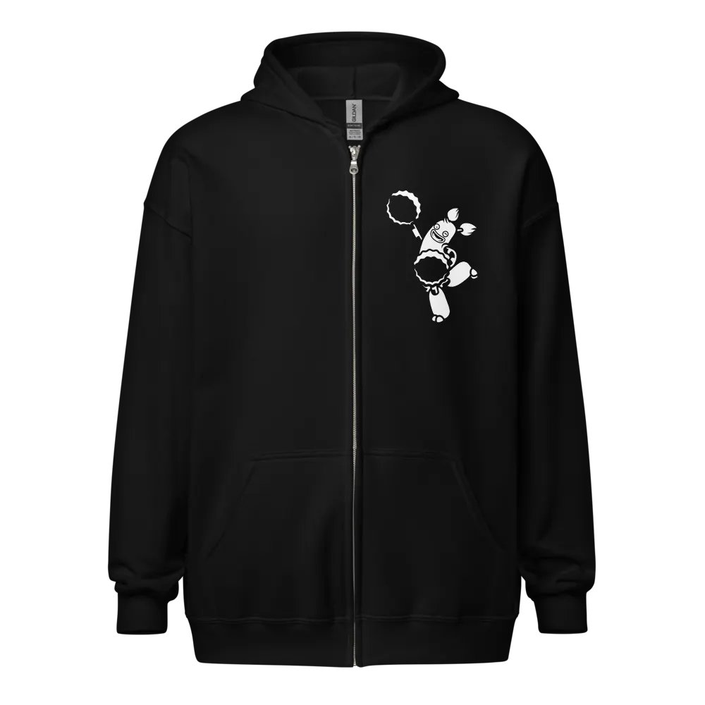 PomPom Single Color (White on Dark) Zip-up Hoodie product image (1)