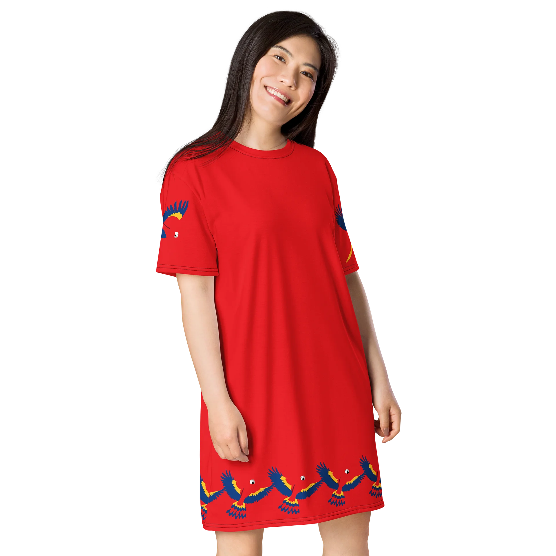 Tropical Parrot Print T-Shirt Dress product image (4)