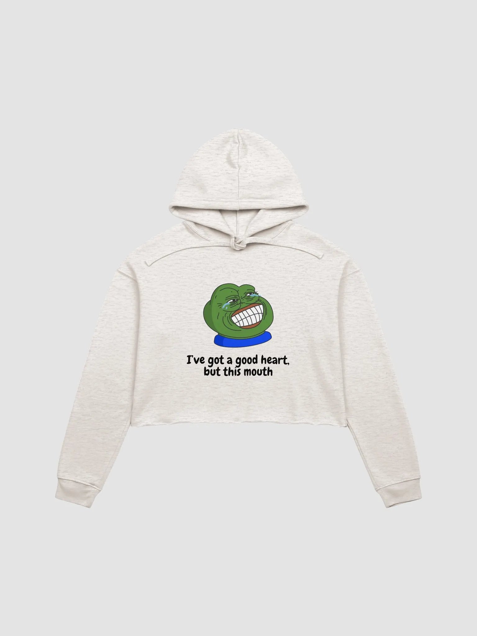 Meme Grinning Frog Crop Hoodie product image (13)